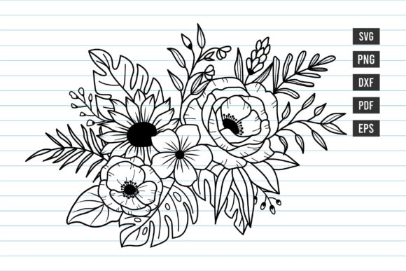 Flower Svg, Tropical Flowers and Leaves Graphics