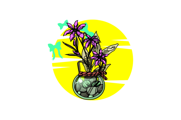 Flowers Bouquet Pot Circle Style Graphics and Illustrations Review
