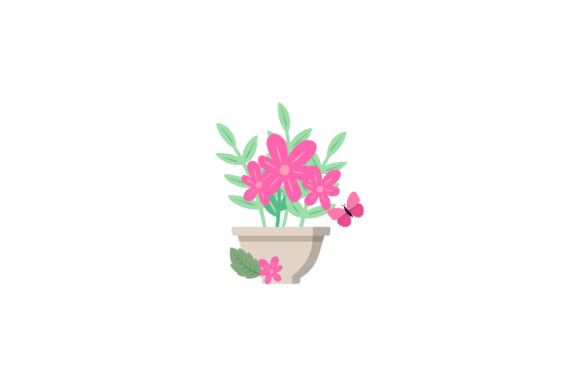Flowers Decorative Flower Pot Graphics and Illustrations
