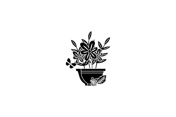 Flowers Decorative Flower Pot Silhouette Graphics and Illustrations