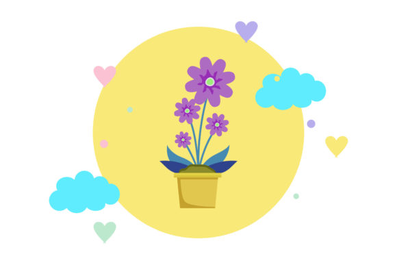 Flowers Pot Cloud Circle Bubble Graphics and Illustrations Review