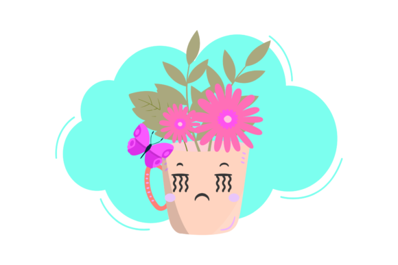 Flowers Pot Frame Cloud Style Graphics and Illustrations Review