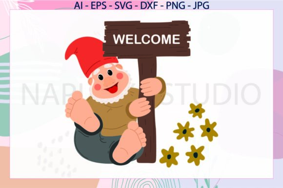 Gnome Welcome Flowers Svg Graphics and Illustrations Review
