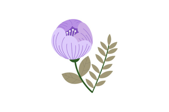 Purple Flowers Cute Icon Graphics and Illustrations Review