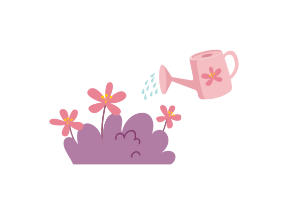 Spring Watering the Flowers-15 Graphics and Illustrations Review