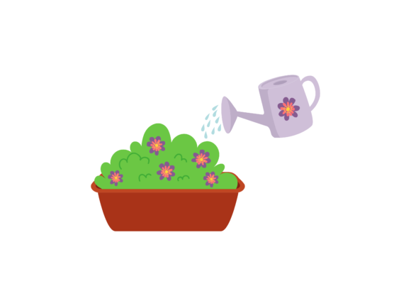 Spring Watering the Flowers-6 Graphics and Illustrations Review