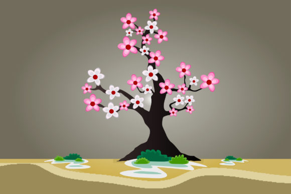 Tree with Pink Flowers,nature,sakura Graphics and Illustrations